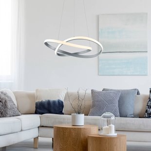 Reality Leuchten Hanglamp Course, mat nikkel, 3.000 K, Ø 60 cm, metaal