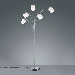 Reality Leuchten Tommy vloerlamp, nikkel/wit, hoogte 200 cm, 5-lamps, stof