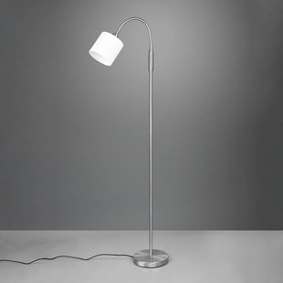Reality Leuchten Tommy vloerlamp, nikkel/wit, hoogte 130 cm, metaal/stof