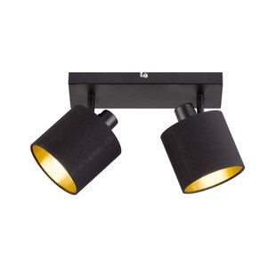 Reality Leuchten Tommy plafondspot, zwart/goud, lengte 28 cm, 2-lamps.