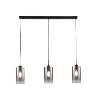 Freelight Ventotto hanglamp, zwart/rook, lengte 105 cm, 3-lamps.