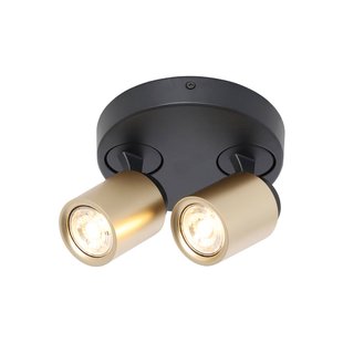 Freelight Razza plafondspot, zwart/goud, Ø 26,5 cm, 2-lamps.