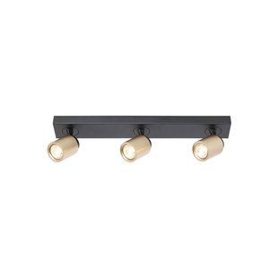Freelight Razza plafondspot, zwart/goud, lengte 61 cm, 3-lamps.
