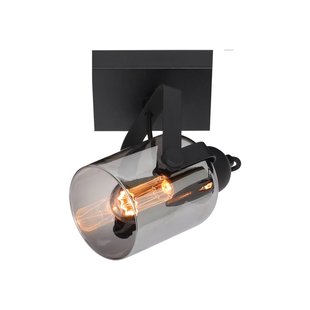 Freelight Fumoso plafondspot, lengte 13,5 cm, zwart/rookgrijs