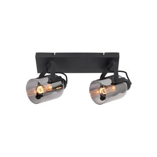 Freelight Fumoso plafondspot, lengte 37 cm, zwart/grijs, 2-lamps.
