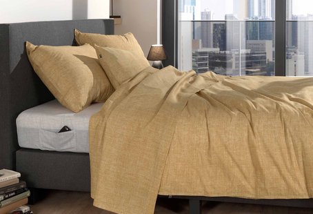 Zo!Home Lino Dekbedovertrek Ochre Yellow | Swiss Sense