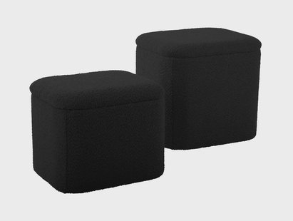 Set van 2 poefs Ada bouclé met opbergvak | LEITMOTIV