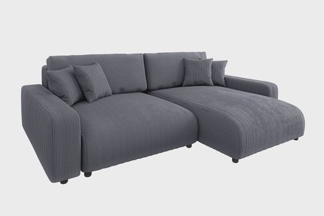Hoekbank met slaapfunctie Safia rechts ribstof | ROPEZ