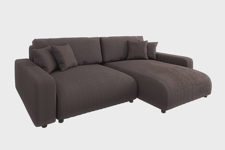 Hoekbank met slaapfunctie Safia rechts ribstof | ROPEZ