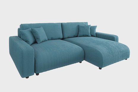 Hoekbank met slaapfunctie Safia rechts ribstof | ROPEZ