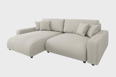 Hoekbank met slaapfunctie Safia links ribstof | ROPEZ