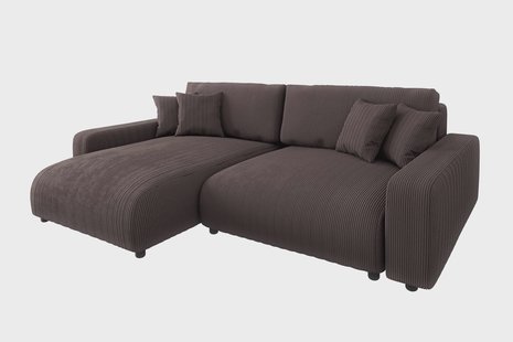 Hoekbank met slaapfunctie Safia links ribstof | ROPEZ