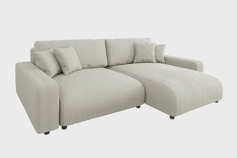 Hoekbank met slaapfunctie Safia rechts ribstof | ROPEZ