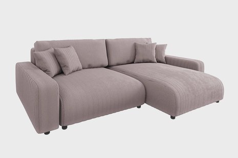 Hoekbank met slaapfunctie Safia rechts ribstof | ROPEZ