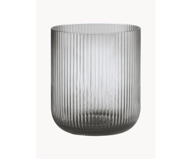 Glazen kandelaar Ven met reli&euml;fpatroon, H 16 cm