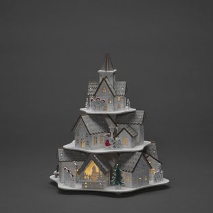 Konstsmide Christmas LED sfeerlamp houtsilhouet huizen, wit