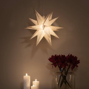 Konstsmide Christmas LED sfeerlamp papieren ster 3D wit, dimbaar
