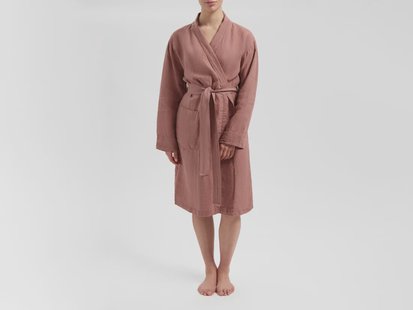 Yumeko Kimono badjas gewassen linnen clay rose L 100% gewassen linnen