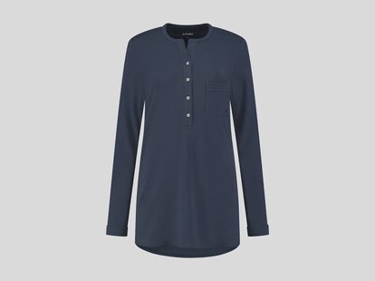 Yumeko Pyjamashirt dames jersey midnight blue M 100% regeneratief biologisch katoen, jersey katoen (gebreid)