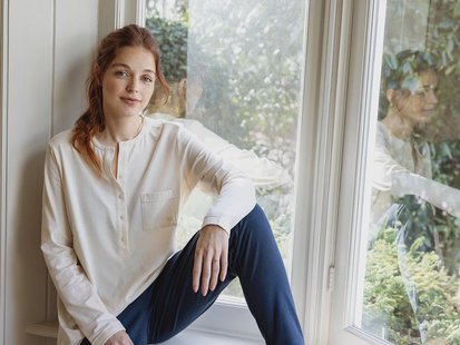 Yumeko Pyjamabroek dames jersey midnight blue 100% regeneratief biologisch katoen, jersey katoen (gebreid)