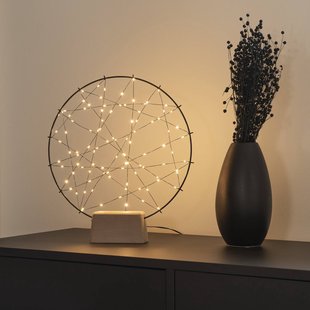 Konstsmide Christmas LED silhouet kleine ring met houten voet