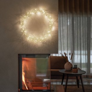 Konstsmide Christmas LED metaalkrans IP20 zilver Ø45cm draadgaas