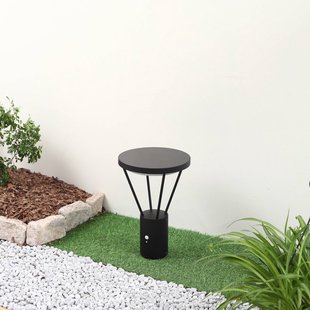 Lucande LED sokkellamp Elario, 44 cm, zwart, sensor