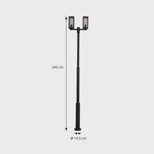Lucande buitenlamp Siveta, 240 cm, 2-lamps, zwart, E27, IP65
