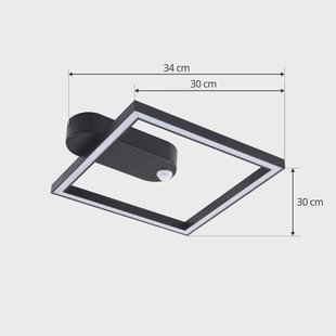 Lindby LED plafondlamp Yulla, 34 cm, zwart, sensor