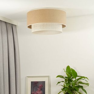Euluna plafondlamp Boho jute, naturelbruin/wit, Ø 60 cm