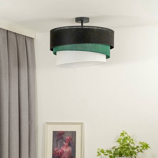 Euluna plafondlamp Trio, zwart/groen/wit, textiel, Ø 45 cm