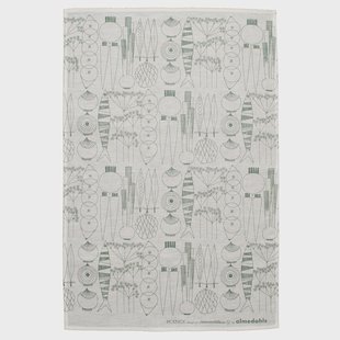 Almedahls Picknick theedoek Wit-groengrijs