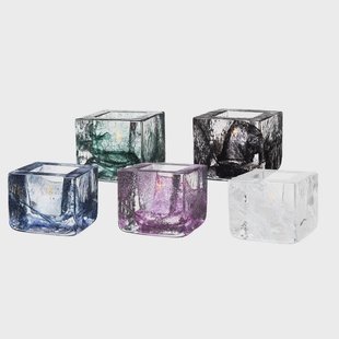 Kosta Boda Brick theelicht houder blauw