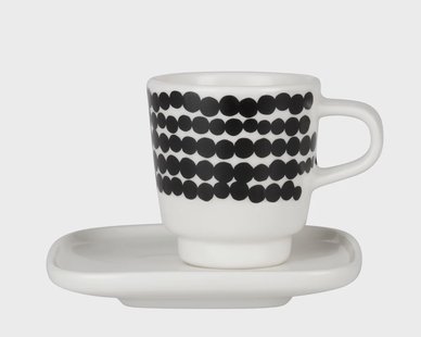 Marimekko Räsymatto espressokop zwart-wit
