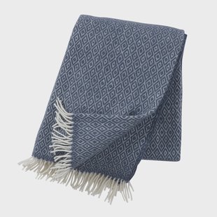Klippan Yllefabrik Stella wollen plaid rook blauw