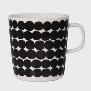 Marimekko Räsymatto mok 4 dl zwart-wit