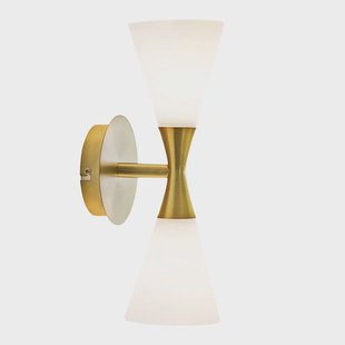 Herstal Harlekin duo wandlamp messing-wit