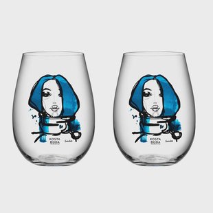 Kosta Boda All about you glas 57 cl 2-pack miss you (blauw)