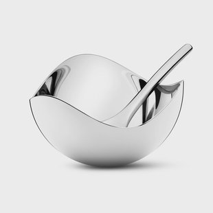 Georg Jensen Bloom zoutschaaltje met lepel roestvrij staal