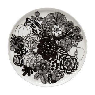 Marimekko Siirtolapuutarha bord Ø 20 cm. zwart-wit (Finland 100 jaar)