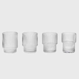 Ferm Living Ripple glas 4-pack helder Ferm Living Ripple glas 4-pack helder