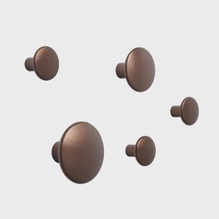 Muuto Dots wandhaak metaal 5-pack Umber