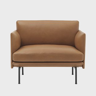 Muuto Outline stoel zwart onderstel Refine leather cognac-Black