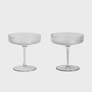 Ferm Living Ripple champagneglas 2-pack helder