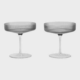 Ferm Living Ripple champagneglas 2-pack smoked grey Ferm Living Ripple champagneglas 2-pack smoked grey