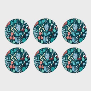 Opto Design Herbarium onderzetters 6-pack blauw