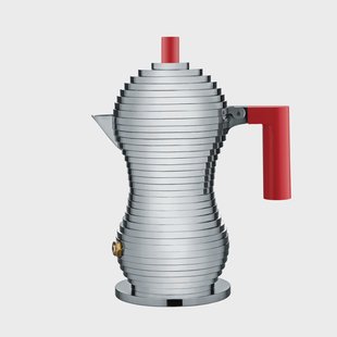Alessi Pulcina espressomaker 3 koppen rood handvat