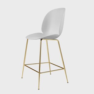 GUBI Beetle barkruk kunststof messing poten wit