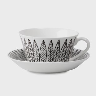 Gustavsbergs Porslinsfabrik Svart Salix theeset kegel Theekop + schotel