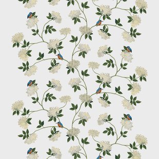 Arvidssons Textil Kungsfiskaren stof wit